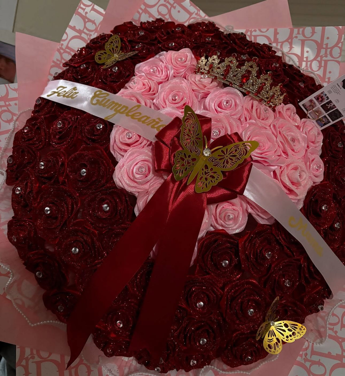 100 roses bouquet with glitter