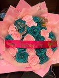 Bouquet of 25 rose with glitter