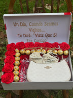 Box with rose and coach bag